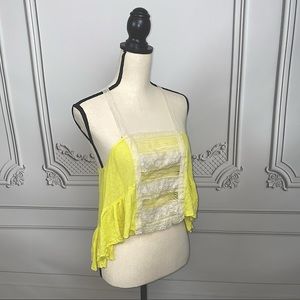 Free People Vintage Sunshine Yellow Lace Tank Top | Size S